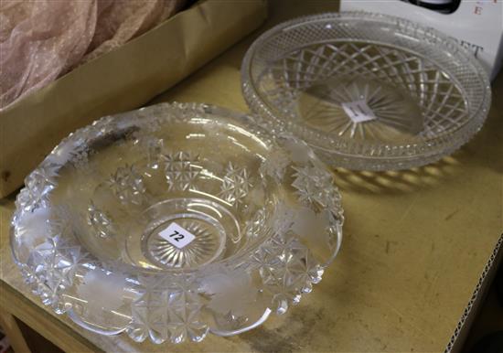 Two cut glass bowls
